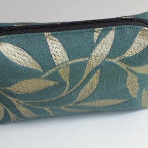 Blue and gold boxy zippered pouch, Handmade in France MIOLO By Jools