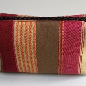 Boxy zippered pouch in colourful raspberry stripe pattern, Handmade in France MIOLO By Jools