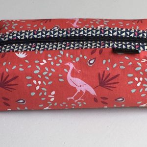 Zipped Boxy Pouch, Pink Flamingo